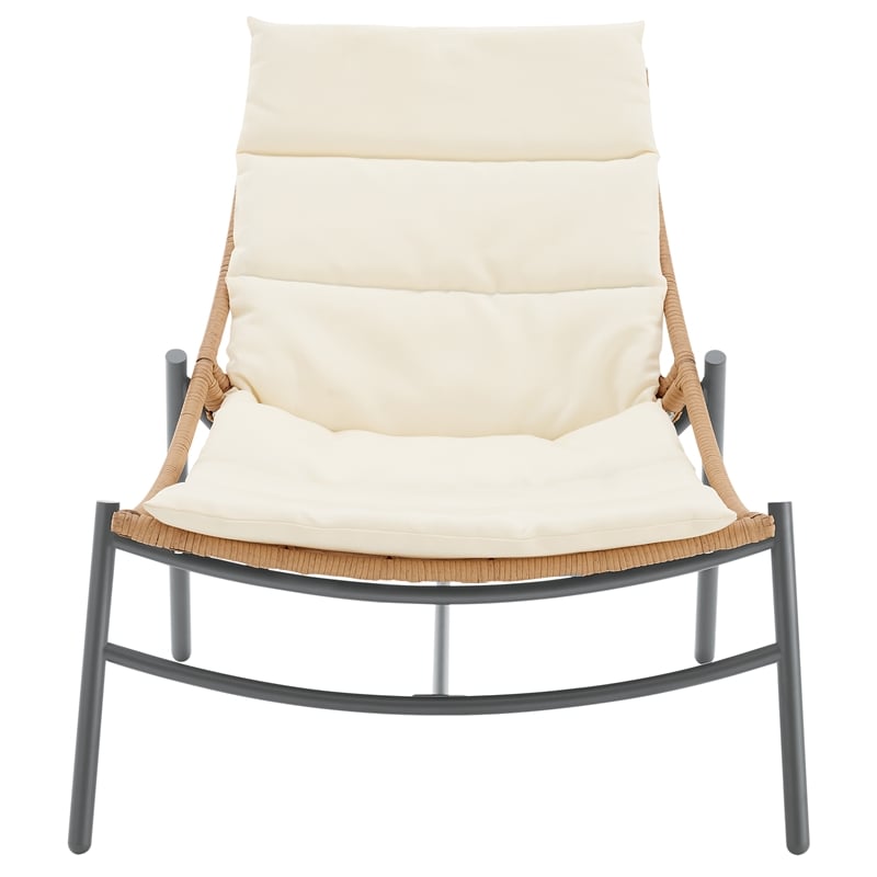 Manhattan Comfort Sunset Modern 3-Piece Patio Conversation Set in Cream