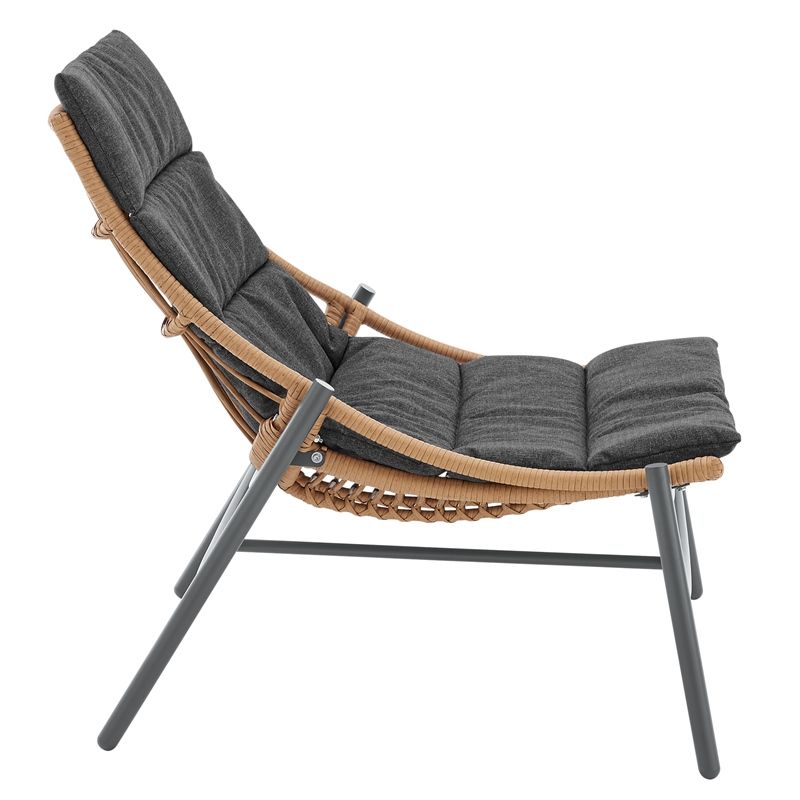Manhattan Comfort Sunset Modern 3-Piece Patio Conversation Set in Gray