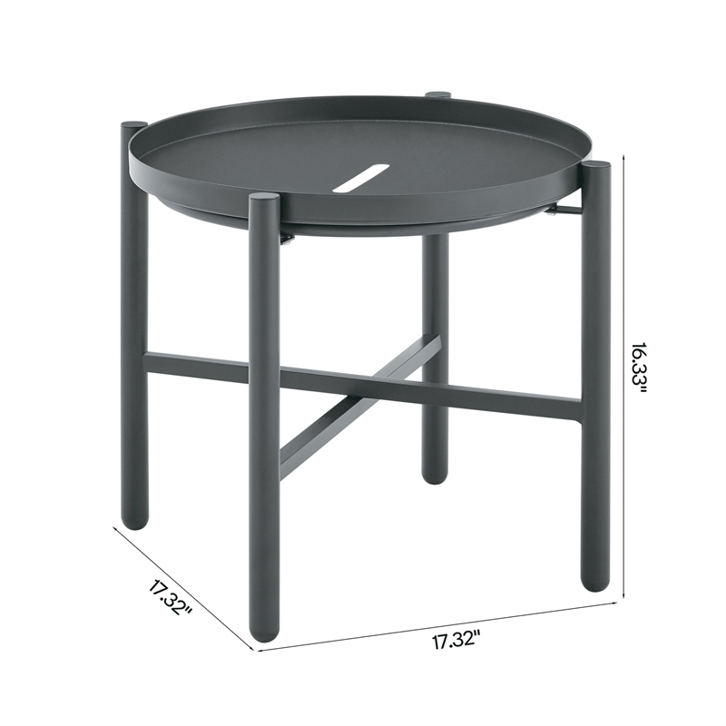 Manhattan Comfort Sunset Modern 3-Piece Patio Conversation Set in Gray