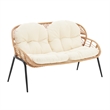 Manhattan Comfort Pine Modern 4-Piece Patio Conversation Set in Cream