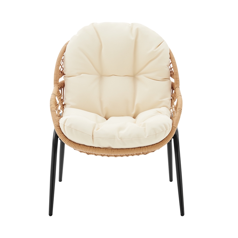 Manhattan Comfort Pine Modern 4-Piece Patio Conversation Set in Cream