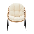 Manhattan Comfort Pine Modern 4-Piece Patio Conversation Set in Cream