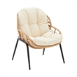 Manhattan Comfort Pine Modern 4-Piece Patio Conversation Set in Cream