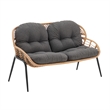 Manhattan Comfort Pine Modern 4-Piece Patio Conversation Set in Gray