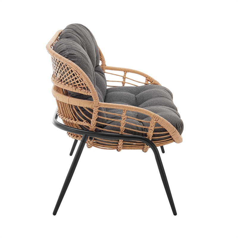 Manhattan Comfort Pine Modern 4-Piece Patio Conversation Set in Gray