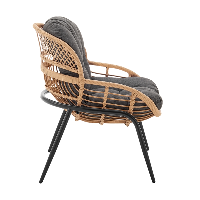 Manhattan Comfort Pine Modern 4-Piece Patio Conversation Set in Gray