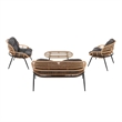 Manhattan Comfort Pine Modern 4-Piece Patio Conversation Set in Gray