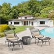 Ashland Modern 3-Piece Patio Conversation Set with Foot Ottomans in Cream