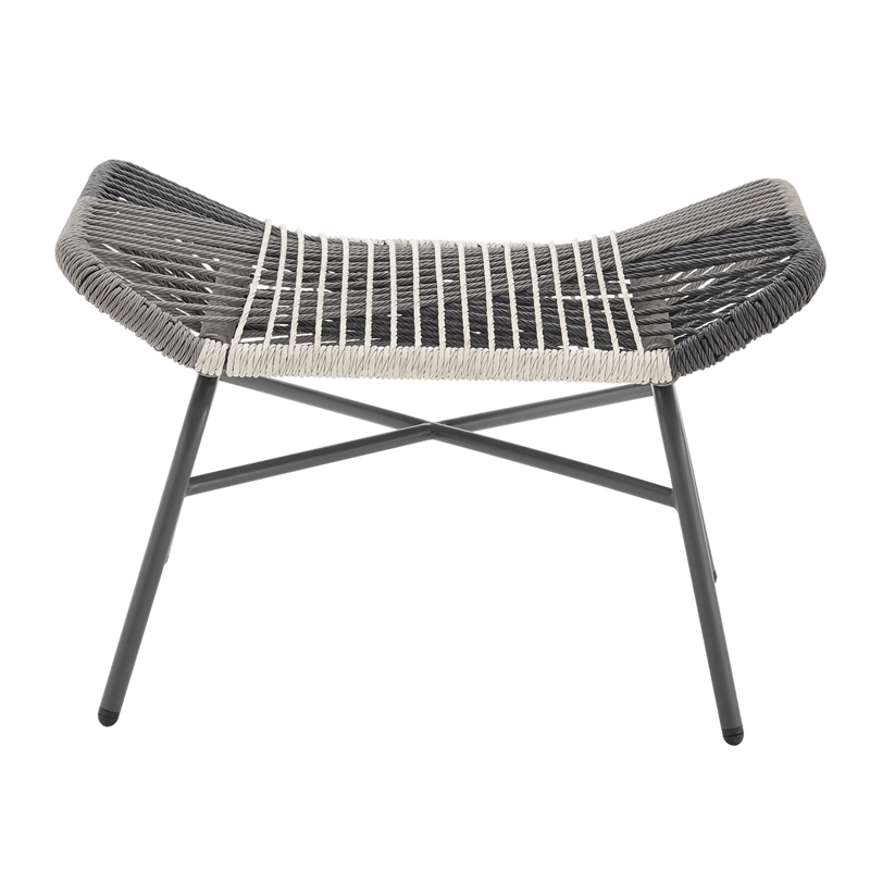 Ashland Modern 3-Piece Patio Conversation Set with Foot Ottomans in Cream