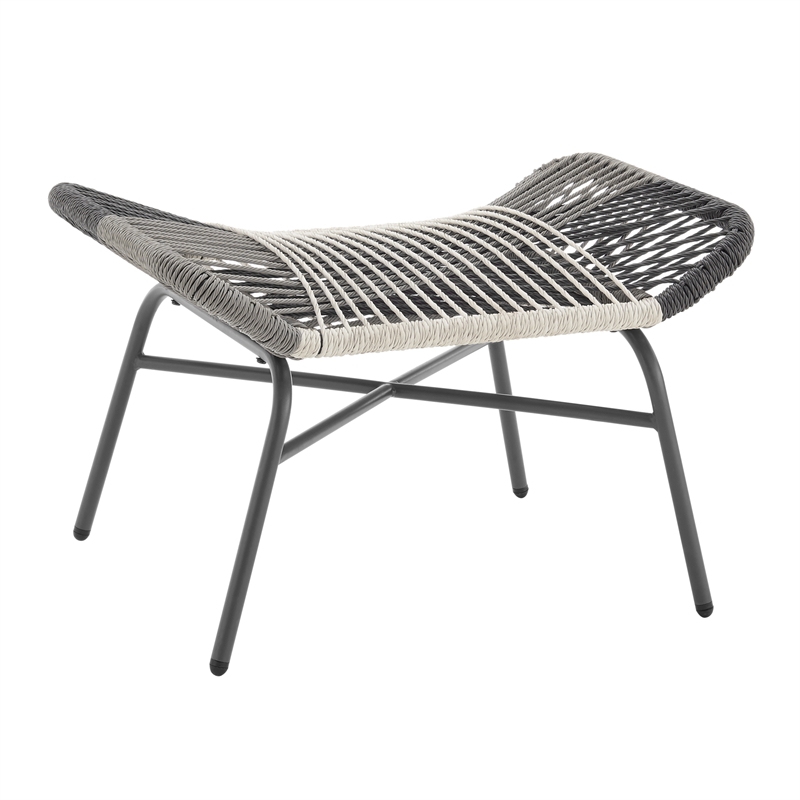 Ashland Modern 3-Piece Patio Conversation Set with Foot Ottomans in Cream