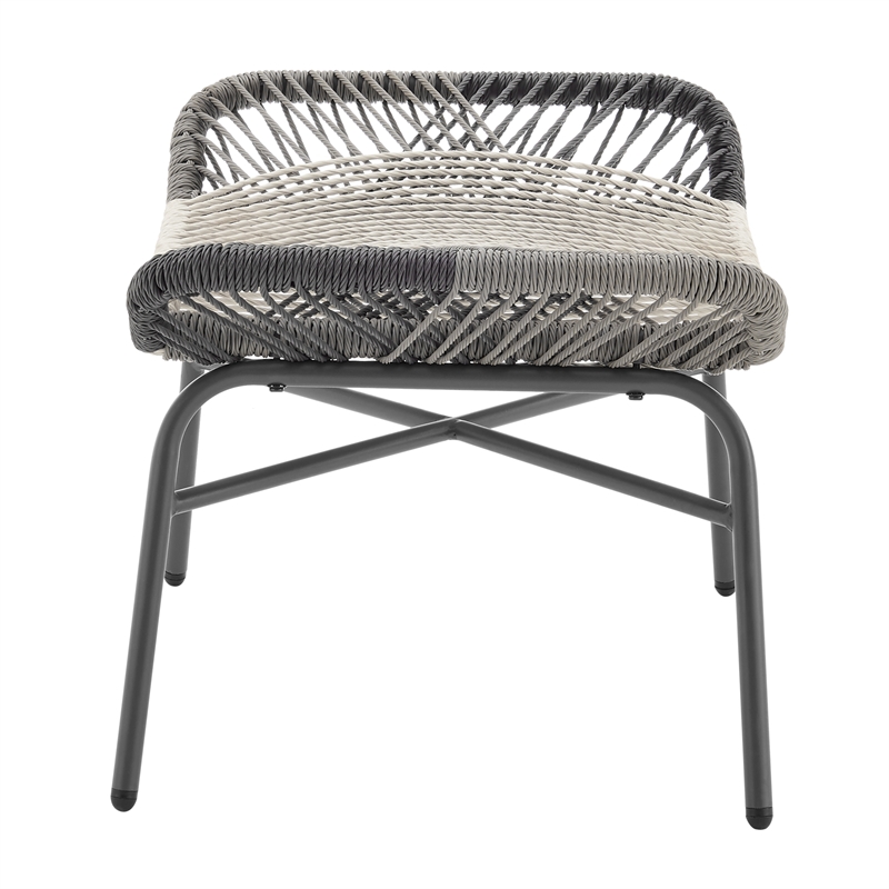 Ashland Modern 3-Piece Patio Conversation Set with Foot Ottomans in Cream