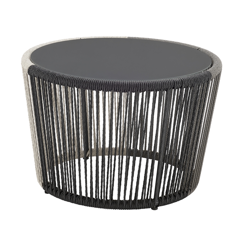 Ashland Modern 3-Piece Patio Conversation Set with Foot Ottomans in Cream
