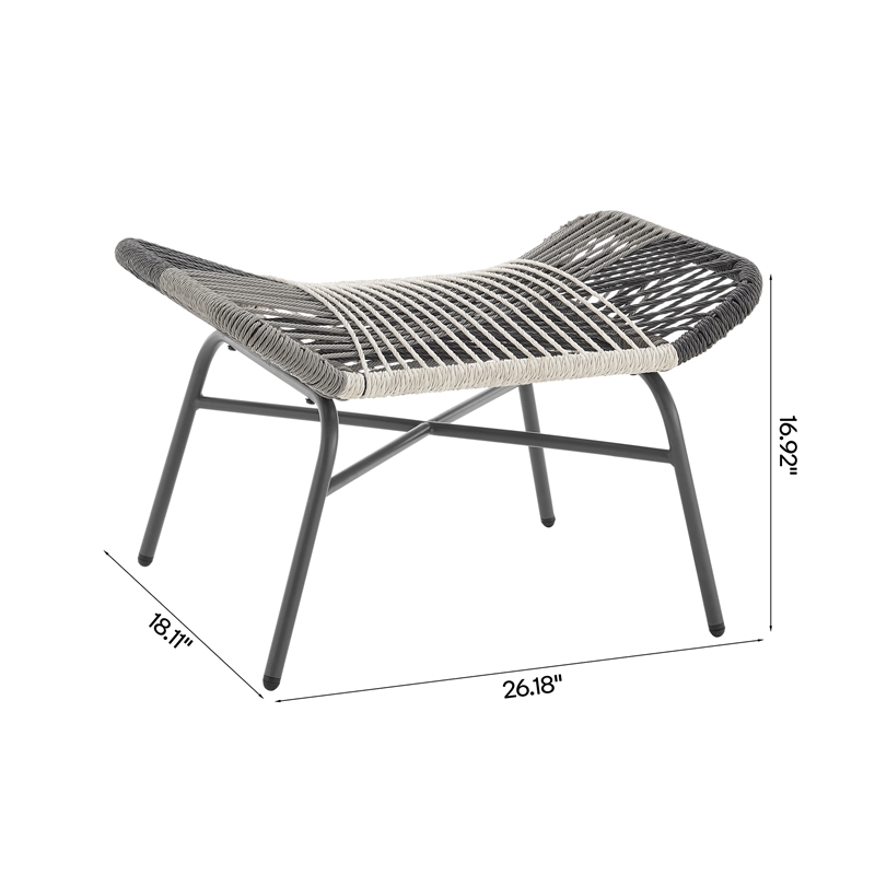 Ashland Modern 3-Piece Patio Conversation Set with Foot Ottomans in Cream