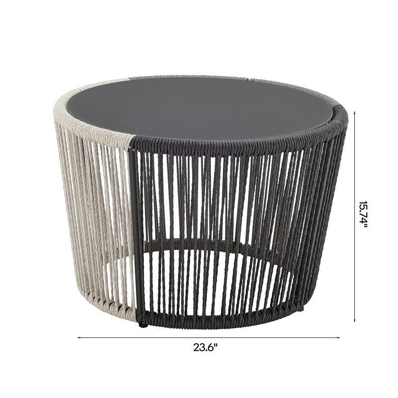 Ashland Modern 3-Piece Patio Conversation Set with Foot Ottomans in Cream