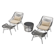 Ashland Modern 3-Piece Patio Conversation Set with Foot Ottomans in Cream