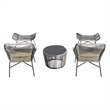 Ashland Modern 3-Piece Patio Conversation Set with Foot Ottomans in Cream