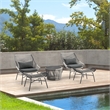 Ashland Modern 3-Piece Patio Conversation Set with Foot Ottomans in Gray