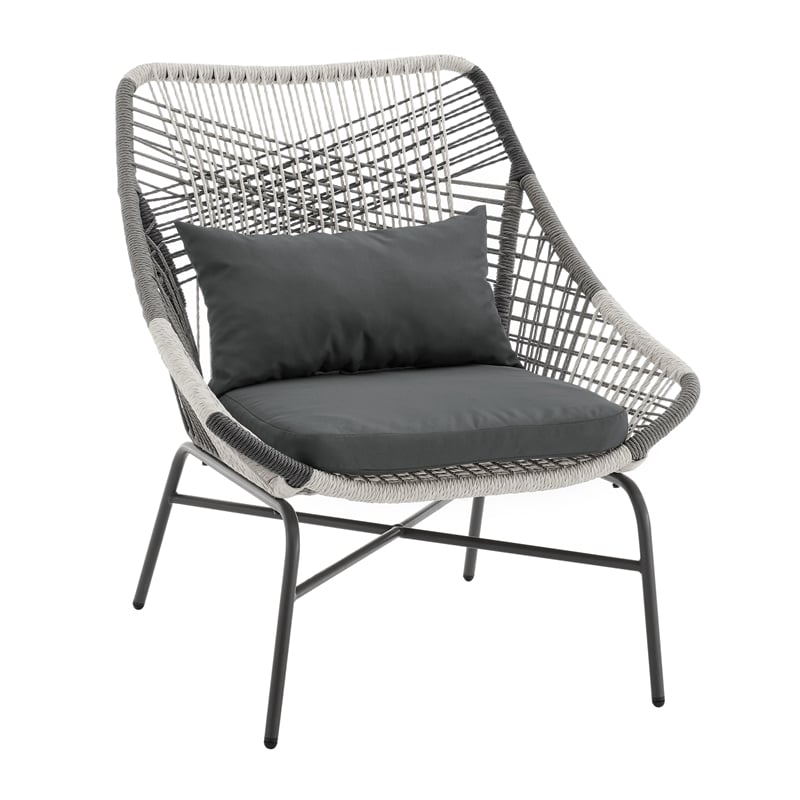 Ashland Modern 3-Piece Patio Conversation Set with Foot Ottomans in Gray