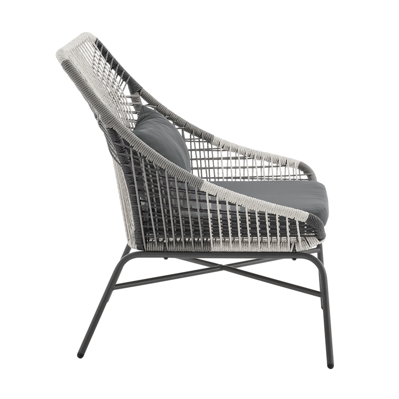 Ashland Modern 3-Piece Patio Conversation Set with Foot Ottomans in Gray