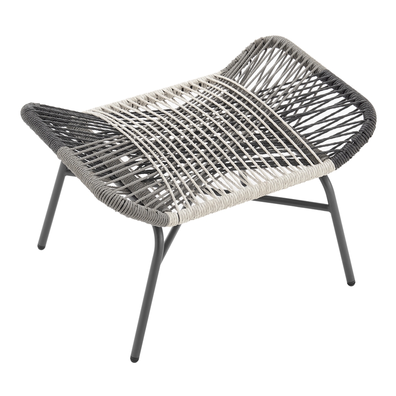 Ashland Modern 3-Piece Patio Conversation Set with Foot Ottomans in Gray
