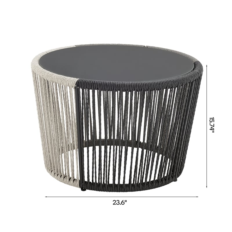 Ashland Modern 3-Piece Patio Conversation Set with Foot Ottomans in Gray