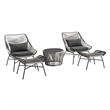 Ashland Modern 3-Piece Patio Conversation Set with Foot Ottomans in Gray
