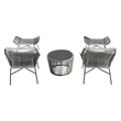 Ashland Modern 3-Piece Patio Conversation Set with Foot Ottomans in Gray