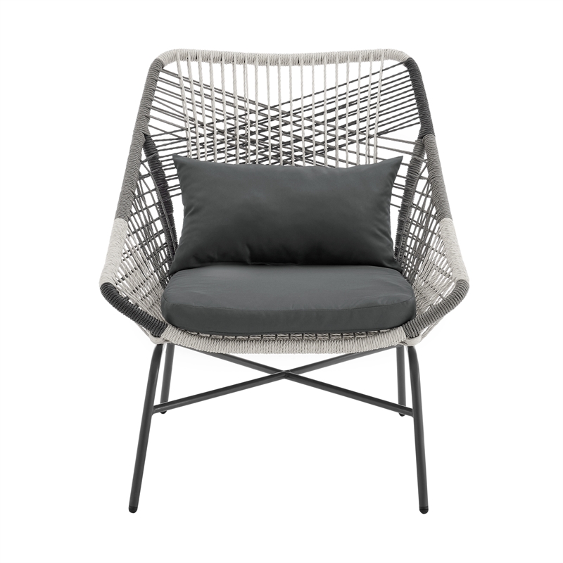 Ashland Modern 3-Piece Patio Conversation Set with Foot Ottomans in Gray