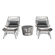 Ashland Modern 3-Piece Patio Conversation Set with Foot Ottomans in Gray