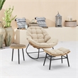 Benson Modern 3-Piece Patio Rocking Chair with Ottoman and Table in Cream