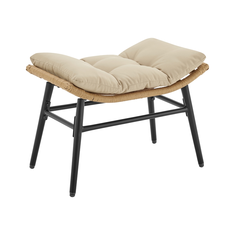 Benson Modern 3-Piece Patio Rocking Chair with Ottoman and Table in Cream