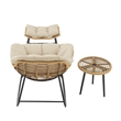 Benson Modern 3-Piece Patio Rocking Chair with Ottoman and Table in Cream