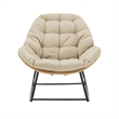 Benson Modern 3-Piece Patio Rocking Chair with Ottoman and Table in Cream