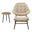 Benson Modern 3-Piece Patio Rocking Chair with Ottoman and Table in Cream