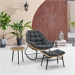 Benson Modern 3-Piece Patio Rocking Chair with Ottoman and Table in Gray