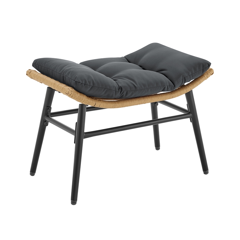 Benson Modern 3-Piece Patio Rocking Chair with Ottoman and Table in Gray