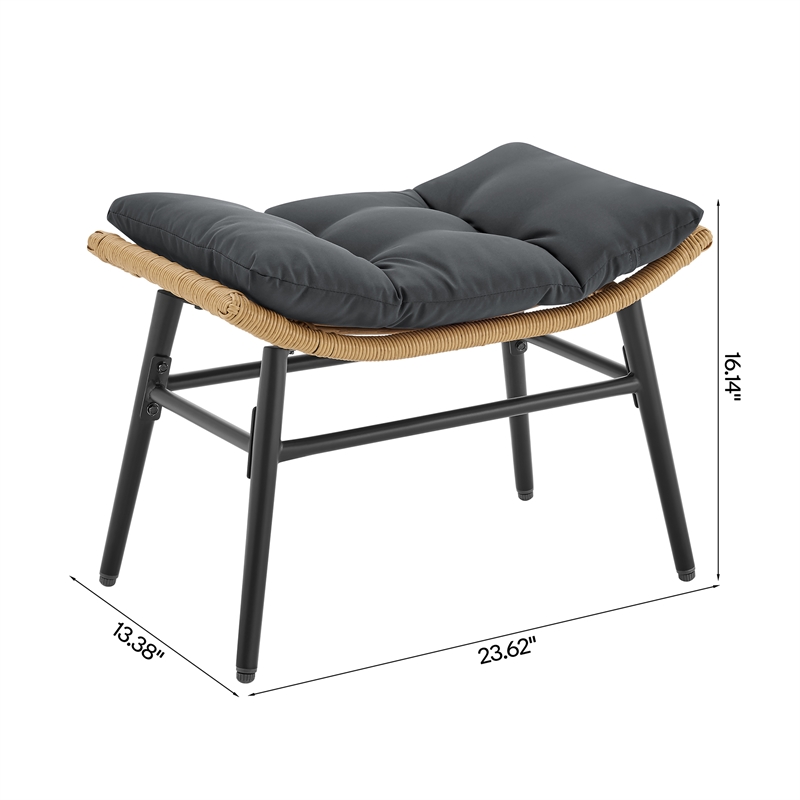 Benson Modern 3-Piece Patio Rocking Chair with Ottoman and Table in Gray