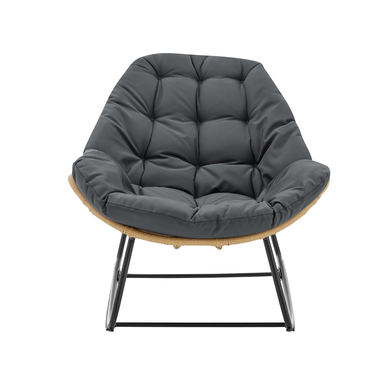 Benson Modern 3-Piece Patio Rocking Chair with Ottoman and Table in Gray
