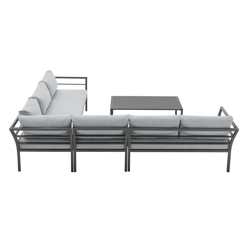 Sunnyside Modern Corner Patio Conversation Set with Table in Gray