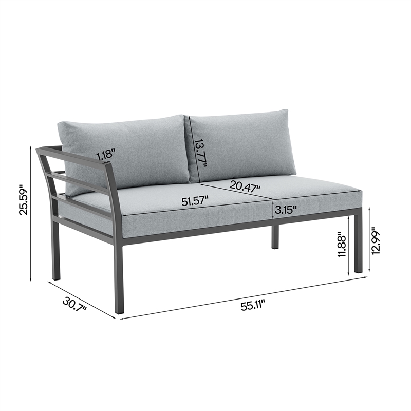 Sunnyside Modern Corner Patio Conversation Set with Table in Gray