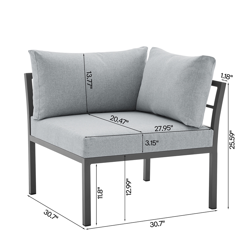 Sunnyside Modern Corner Patio Conversation Set with Table in Gray