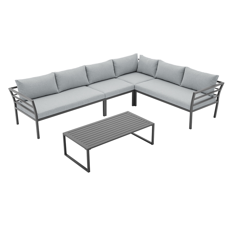 Sunnyside Modern Corner Patio Conversation Set with Table in Gray