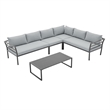 Sunnyside Modern Corner Patio Conversation Set with Table in Gray