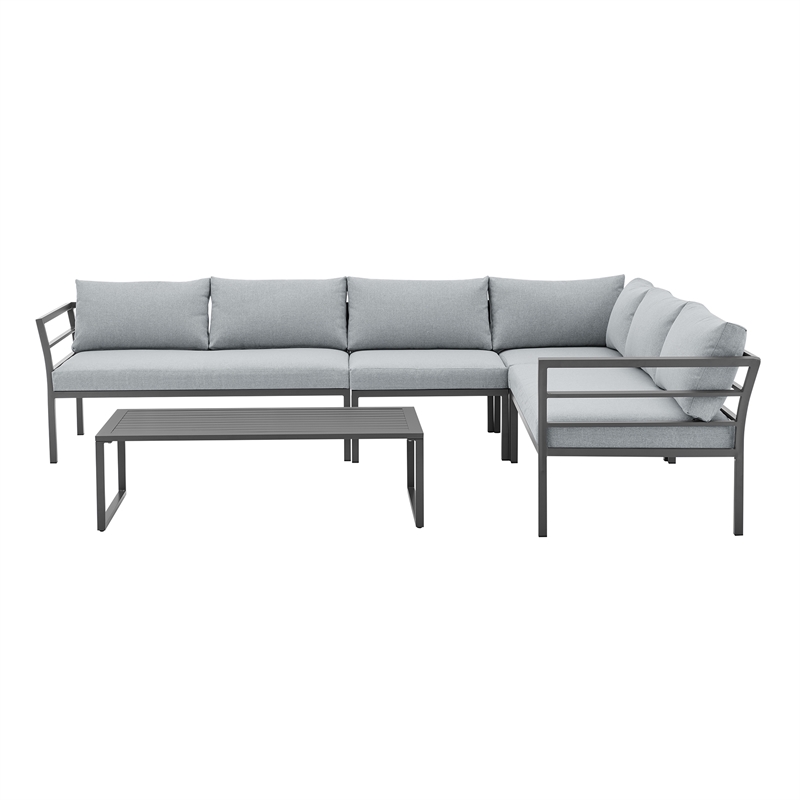Sunnyside Modern Corner Patio Conversation Set with Table in Gray
