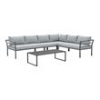 Sunnyside Modern Corner Patio Conversation Set with Table in Gray