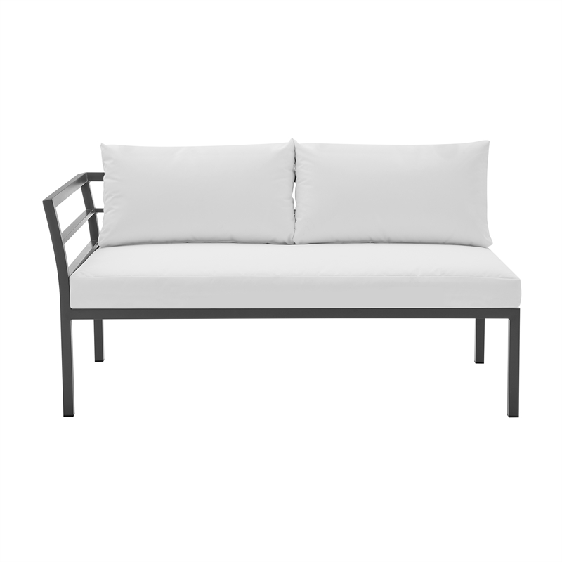 Sunnyside Modern Corner Patio Conversation Set with Table in White