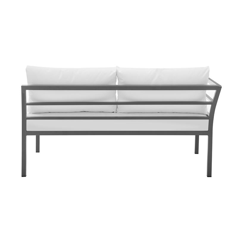 Sunnyside Modern Corner Patio Conversation Set with Table in White