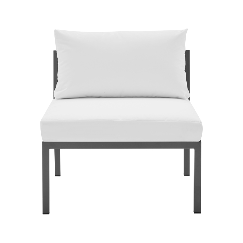 Sunnyside Modern Corner Patio Conversation Set with Table in White
