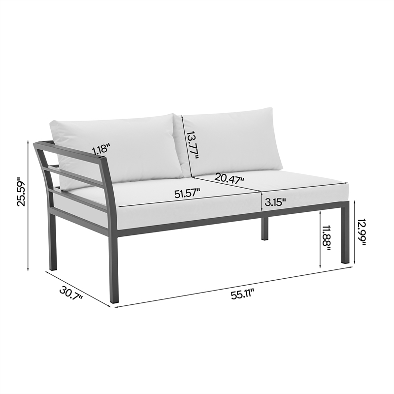 Sunnyside Modern Corner Patio Conversation Set with Table in White
