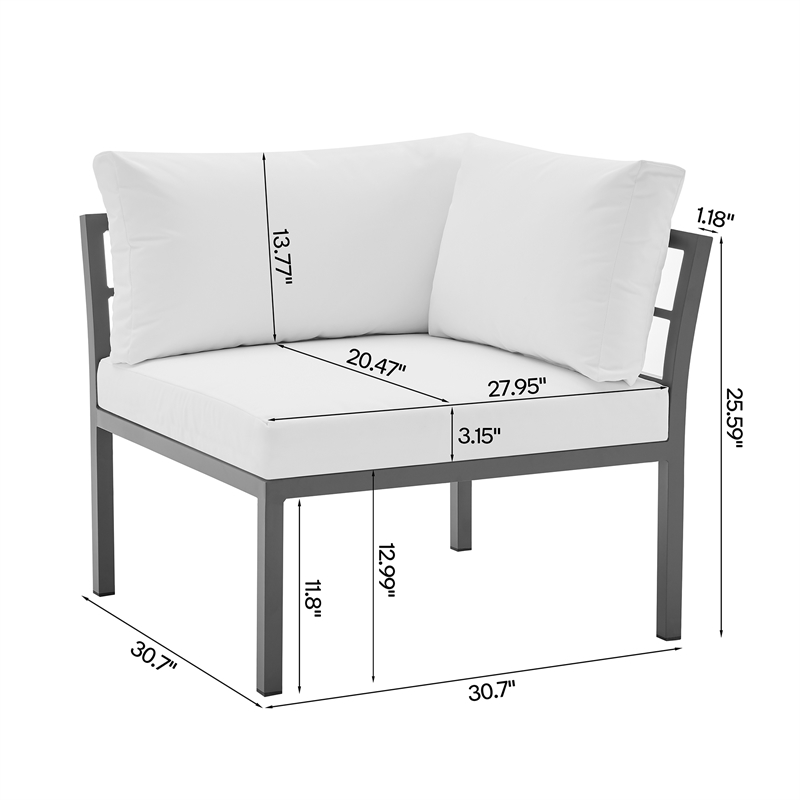 Sunnyside Modern Corner Patio Conversation Set with Table in White